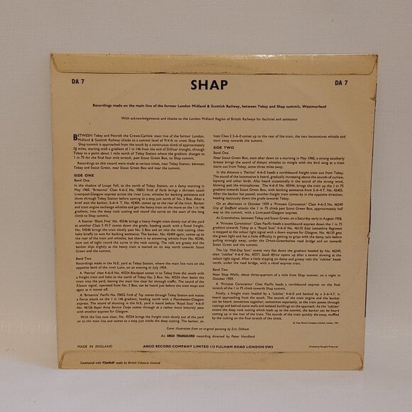 SHAP an ARGO Transacord Recording Vinyl Record - Picture 3 of 5